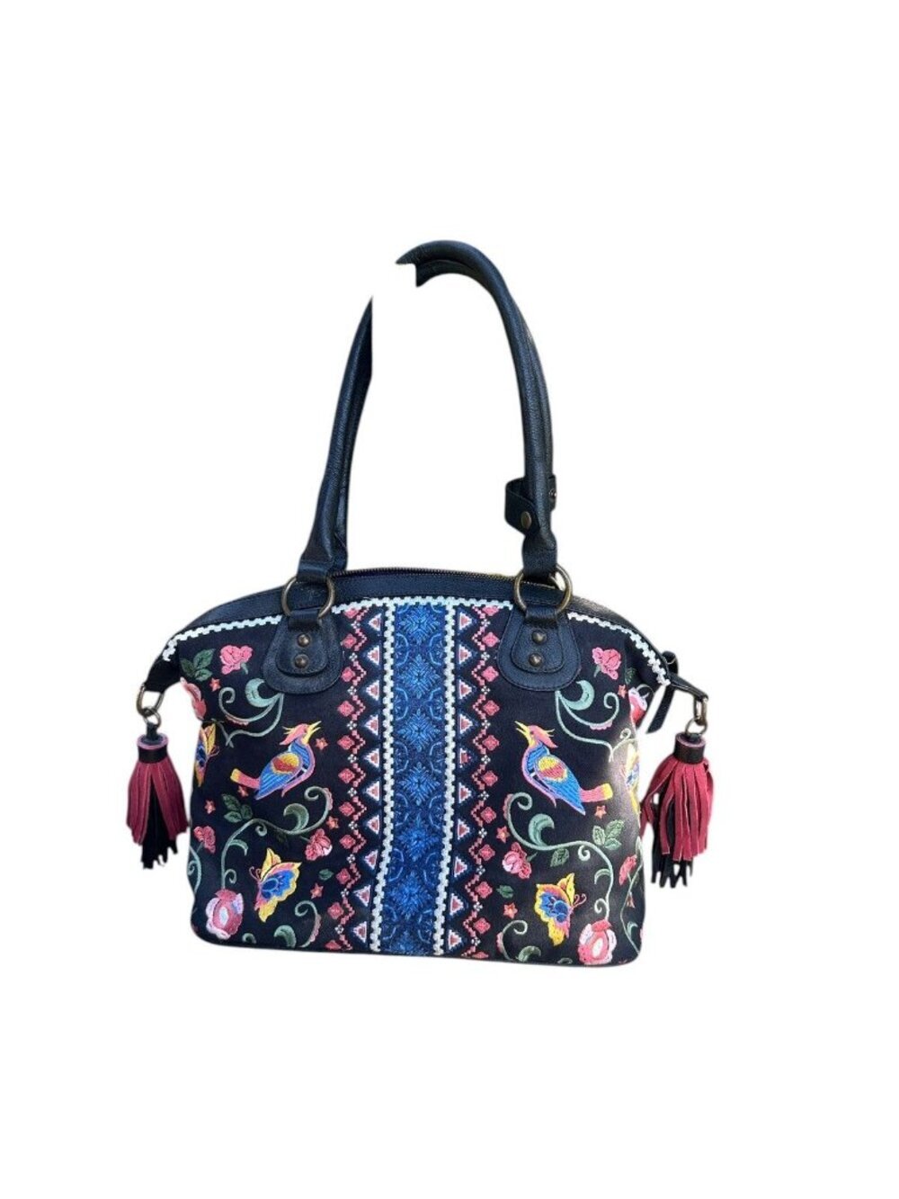 Sharif Hello Gorgeous Embroidered Satchel Handbag Andalusian Garden